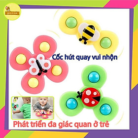 Bộ đồ chơi cốc hút quay vui nhộn Spinner hình côn trùng, đồ chơi kích thích tư duy cho bé từ 3 tháng tuổi bằng nhựa đẹp