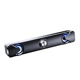 SADA V110 Speaker Bar Computer Speakers with LED Light 3.5mm Audio Cable Wired Computer Sound Bar USB Powered Mini