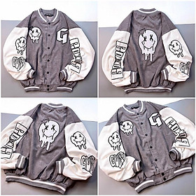 Áo Khoác Nhung Gân Tăm Bomber Jackets Thêu Logo G.O.N.Z Cúc Bấm Unisex Nam Nữ Form Rộng Ulzzang