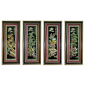 Tranh Tứ Quý - Nền Đen - Bộ 4 Bức (45 x 105cm)