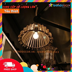 Đèn gỗ nón gai Đèn gỗ thả trần gia công trang trí nhà và decor quán cafe bền đẹp, độc, lạ hiện đại TRENDDECOR