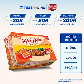 Thùng 30 Gói Hủ Tíếu Hương Vị Bò Kho Cung Đình (85g x 30 gói)