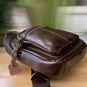 Túi đeo chéo da bò thật CB03-1,Túi Bao tử da xịn 100% leather BH-36TH hàng chất da đẹp siêu bền/làm quà tặng sang trọng