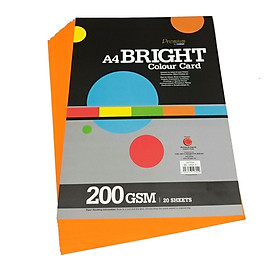 Giấy Bìa Màu A4 CAMPAP CA4704 - Định Lượng 200gsm (20 Tờ/Xấp) - Màu Cam
