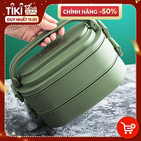 Mua  NHỰA NGUYÊN SINH - CHÍNH HÃNG  Bộ Hộp Cơm 2 Tầng 2 Ngăn - Hộp Đựng Cơm Văn Phòng 2 Tầng Cao Cấp - Hàng Chính Hãng dododios