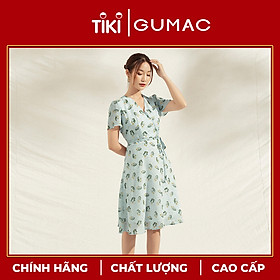 Đầm nữ thiết kế họa tiết cổ V DA1107 GUMAC dáng xòe chất voan cao cấp 2 lớp