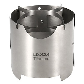 Lixada 2-in-1 Windproof Folding Camping Titanium Wood Stove Windscreen Lightweight Portable Outdoor Cooking Wood Burning