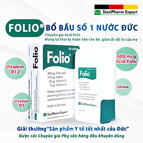 Viên uống bổ sung Acid Folic và các chất dinh dưỡng thiết yếu cho mẹ bầu và cho con bú Folio - Hộp 30 viên - Hộp màu xanh 