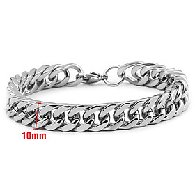 Lắc tay nam inox thời trang kiểu lặc kép vuông phong cách trangsucpt màu trắng trangsucpt thép không gỉ PTLTNA104