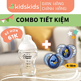 COMBO Bình sữa thủy tinh ty siêu mềm tự nhiên Tommee Tippee Closer to