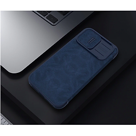 Bao da dành cho iPhone 14 Pro Max hàng chính hãng Nillkin QIN có nắp trượt bảo vệ camera - Hàng nhập khẩu