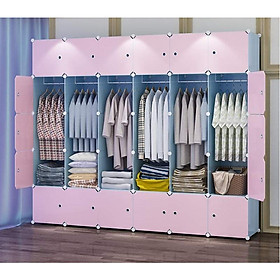 Mua Tủ nhựa lắp ghép 30 ô khung xanh cửa hồng loại cao cấp