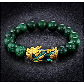 Vòng tay đá ngọc Malaysia mix tỳ hưu đổi màu theo nhiệt độ MS306 - 12li