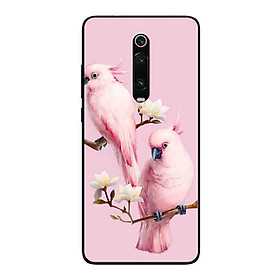 Ốp Lưng in cho Xiaomi Mi 9T Mẫu Chim Vẹt Nền Hồng - Hàng Chính Hãng