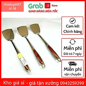 Bộ thìa inox nhà bếp gia dụng cán dài không nóng, xẻng rán, xào xúp