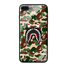 Ốp lưng kính cường lực cho iPhone 8 Plus Bape Camo Xanh Lá - Hàng chính hãng