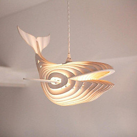 Đèn gỗ cá voi trang trí nhà - Đèn gỗ cao cấp decor quán, khách sạn