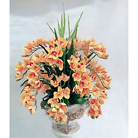 Mua Chậu hoa địa lan cao su vàng cam cao cấp phong cách sang trọng quý phái mang lại sự thịnh vượng