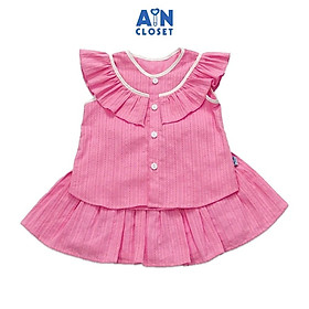 Bộ áo váy ngắn bé gái Hồng san hô cotton dệt - AICDBGNSJPHO - AIN Closet