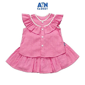 Hình ảnh Bộ áo váy ngắn bé gái Hồng san hô cotton dệt - AICDBGNSJPHO - AIN Closet