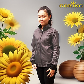 Áo khoác gió cách nhiệt GOKING, form unisex cho nữ nam. Ngoài vải dù, trong lót vải cào cách nhiệt, chống nắng gió lạnh, giữ ấm cơ thể