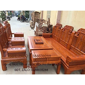 Bộ bàn ghế phòng khách âu á chương voi gỗ sồi nga
