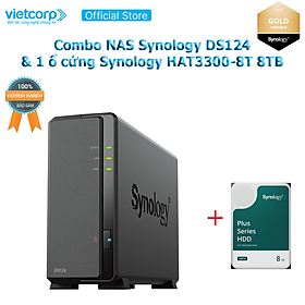 Mua Combo Thiết bị lưu trữ NAS Synology DS124 và 1 Ổ cứng Synology HAT3300-8T Hàng Chính Hãng