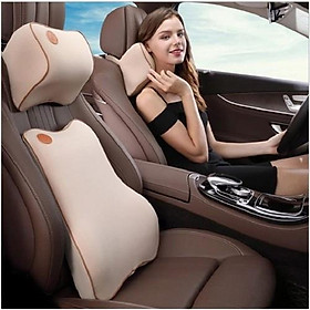 Gối Tựa Lưng, Tựa Đầu cho xe Ô Tô (Chất Liệu Cao Su Non Nỉ Cao Cấp Thông Hơi Siêu Đàn Hồi)