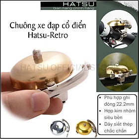 Chuông xe đạp cổ điển Hatsu-Retro nhỏ gọn - làm bằng hợp kim nhôm - âm thanh vang 90 - 100dB  - Màu Vàng