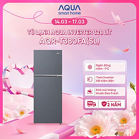 Freeship toàn quốc - Tủ lạnh ngăn đông trên Aqua 328L AQR-T380FA(SL) - Bảo hành 2 năm - Hàng chính hãng