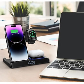 Mua DOCK SẠC KHÔNG DÂY WIWU 5 IN 1 WIRELESS CHARGER WI-W006 CHO ĐIỆN THOẠI  TAI NGHE  ĐỒNG HỒ CÓ ĐỒNG HỒ & BÁO THỨC  CÓ ĐÈN SÁNG - HÀNG CHÍNH HÃNG