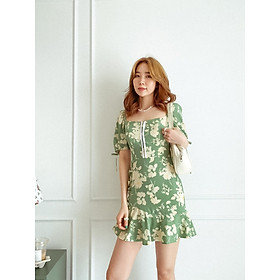 Đầm hoa cổ vuông Heull Dress Gem clothing SP060520