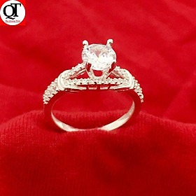 Nhẫn bạc nữ Bạc Quang Thản thiết kế ổ cao gắn đá chất liệu bạc thật, có thể chỉnh size tay theo yêu cầu - QTNU27