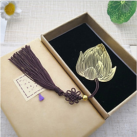 Bookmark đánh dấu trang sách búp sen vàng cao cấp quà tặng ý nghĩa BK04