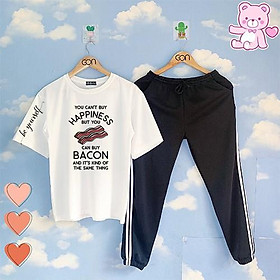 COMBO TIẾT KIỆM Set Đồ Bộ Áo Thun Tay Lửng Quần Kẻ 3Sọc, Quần Ulzzang 2 Sọc