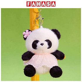 Móc Khóa Thú Bông White Panda - HGT-50 - Váy Hồng