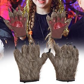 Halloween Werewolf Gloves Hairy Hands Gloves Cosplay Costume Accessory Mittens Props for Adult Kids Clown Gloves Wolf Claws Paw Gloves