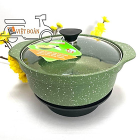 Mua Nồi đúc nguyên khối vân đá CHỐNG DÍNH   NẮP KÍNH   Sử dụng được BẾP TỪ size 18  20 cm. Dùng nấu lẩu  cơm trộn  mì cay Hà