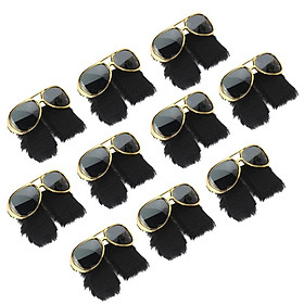 10Pcs Novelty Sunglasses with Funny Beard 70s Disco Party Costume Props