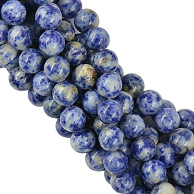 10mm Round Smooth Natural Blue Spot Jasper Gemstone Loose Beads 15