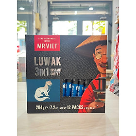 Cà phê Chồn Hòa Tan Mr Việt 204g - Mr Viet Luwak Instant Coffee - (12 gói x 17g )