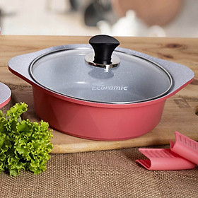 Nồi đá Ecoramic cao cấp phủ 5 lớp chống dính ceramic- 22 cm (22 CASSEROLE _IH) - Hồng