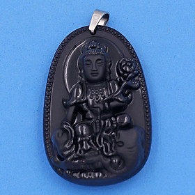 Mặt Phật Bồ Tát Phổ Hiền thạch anh đen 4.3cm - Phật bản mệnh tuổi Thìn, Tỵ