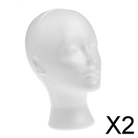 2xFemaleStyrofoam Model Head with Ear Mannequin Stand Wig Hair Hat Display