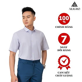 Áo sơ mi nam công sở họa tiết nhỏ cộc tay Custom Fit mã ALGS-C84