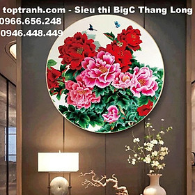 Tranh thêu chữ thập bông hoa mẫu đơn phú quý cỡ nhỏ Dx1112 chưa thêu