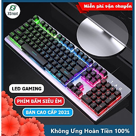 Bàn phím máy tính laptop pc XSmart K002 LED FULL màu khung kim loại chắc chắn, giả cơ gaming dành cho game thủ - Hàng Chính Hãng