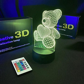 Mua Đèn led 3D USB HÌNH GẤU làm quà tặng ĐÈN NGỦ ĐÈN TRANG TRÍ 16 MÀU CÓ ĐIỂU CHUYỂN CHẾ ĐỘ MÀU