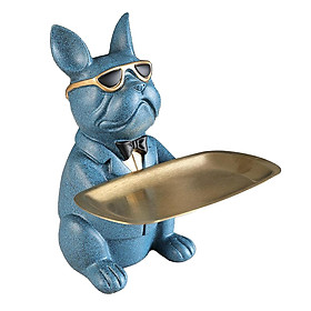 Cool Dog Figurine Bulldog Shape Storage Tray Coin Bank Home Decoration Ornament Resin Art Sculpture Figurines Gift
