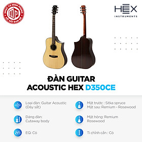 Đàn Guitar Acoustic Hex D350CE - Hàng chính hãng